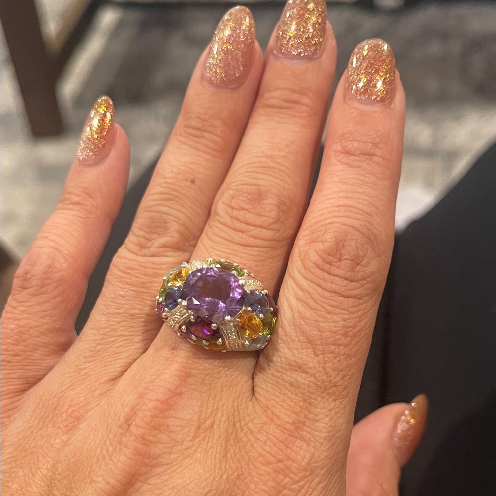 Elegant Multi-Color Real Gemstone Ring originally $500